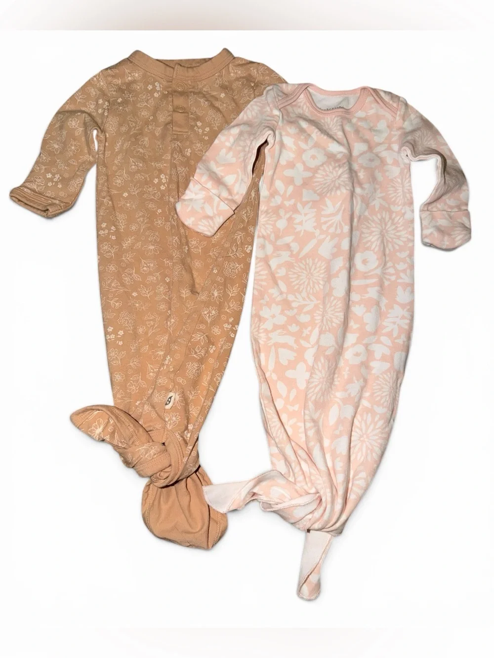 Organic Cotton Baby Sleep Gown Lot Mac & Moon Easy Peasy Floral Newborn 0-3M